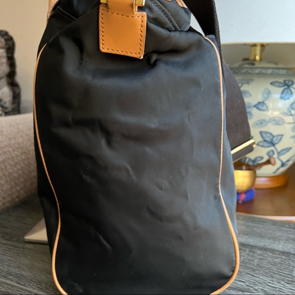 Tory Burch Perforated Logo Black Nylon Drawstring Top handle Large Crossbody - Picture 6 of 14